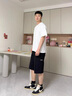 NYING美式亨利領(lǐng)短袖t恤男25夏季新款潮牌V領(lǐng)重磅體恤寬松五分袖上衣服 黑色 XL （120-140斤） 曬單實(shí)拍圖