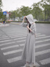 圣保美灰色連帽長袖連衣裙秋冬季2024新款時(shí)尚女裝小個(gè)子韓系衛(wèi)衣長裙子 灰色 S 碼 曬單實(shí)拍圖