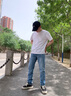 增致牛仔男裝彈力牛仔褲簡(jiǎn)約淺色水洗潮流男褲 淺藍 31碼 曬單實(shí)拍圖
