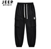 JEEP SPIRIT工裝褲男春秋季束腳褲子男經(jīng)典潮流運動(dòng)褲男寬松休閑褲男 黑色L 曬單實(shí)拍圖