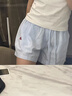 SNYDER WEAR2025豎條紋抽繩字母刺繡闊腿短褲寬松夏季熱褲休閑三分褲 藍色 S 70-85 曬單實(shí)拍圖