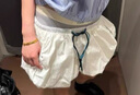 UR2025春季新款女裝時(shí)尚休閑設計感抽繩花苞短褲UYV650022 本白 (偏短) S 曬單實(shí)拍圖