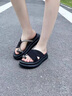百麗踏夾趾拖鞋女夏外穿2025新款法式絕美感增高厚底黑色配裙子涼鞋 黑色 37 厚底黑色配裙子涼鞋 曬單實(shí)拍圖