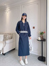 香影休閑衛(wèi)衣套裝裙女2025春季新款上衣半身裙運(yùn)動(dòng)風(fēng)藏青色兩件套 藏青 S 曬單實(shí)拍圖