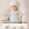 OAK FAMILY新品新生嬰兒衣服兒童棉平紋短袖初生兒寶寶休閑連體衣夏 奶白 90cm 曬單實(shí)拍圖