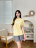 Calvin KleinJeans25夏季女士休閑通勤ck俏皮字母印花純棉短袖T恤47B862G RM9-日光黃 XS 曬單實拍圖