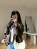 佰藍嬌小皮衣外套女短款2025新款春秋高級感洋氣質(zhì)休閑復古PU皮夾克上衣 棕色 M 曬單實(shí)拍圖