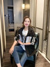 棉致撞色沖鋒衣外套女短款2025年春季新款小個(gè)子韓版百搭休閑運動(dòng)上衣 黑色 春秋-精品雙層 M 建議90-105斤 曬單實(shí)拍圖