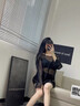 COSMICKISS泡溫泉泳衣女比基尼分體三件套長(cháng)袖韓國ins性感顯瘦遮肚度假泳裝 黑色 均碼【建議80-120斤】 曬單實(shí)拍圖