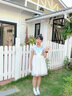 衣諾坊女童禮服裙夏款六一演出連衣裙花童女孩演出服 銀白紗裙 140cm 曬單實(shí)拍圖