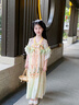 芭米諾女童漢服連衣裙夏季古風(fēng)超仙2024新款小女孩裙子夏裝兒童公主裙夏 橘色 140 曬單實(shí)拍圖