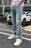 吉普（JEEP）美國(guó)正品夏季薄款純棉牛仔褲男士修身直筒彈力寬松休閑工作長(zhǎng)褲子 藍(lán)灰色 薄款 【官方正品】 33 推薦140-150斤 曬單實(shí)拍圖