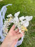 默研（MOYAN）女孩花環(huán)簪花頭飾發(fā)箍 森系仿真花朵飄帶編發(fā)帶頭箍 女童頭花發(fā)飾 白色蝴蝶珠花飄帶  B02-102 曬單實(shí)拍圖