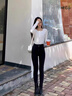 DALEY MODE高腰牛仔褲女秋季顯瘦黑色緊身學(xué)生韓版九分小腳鉛筆長(zhǎng)褲女裝 黑色長(zhǎng)褲  28 建議100-108斤 曬單實(shí)拍圖