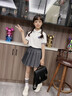 moonkids女童半身裙2025新款秋季兒童純色學(xué)院風(fēng)灰色百褶裙秋裝防走光裙子 深灰色 4308百褶裙 150 cm 曬單實(shí)拍圖