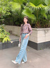 布符（Cloth Fu）布符2025年夏季牛仔藍(lán)直筒牛仔褲女高腰透氣薄款休閑褲顯瘦修身 牛仔藍(lán) S 曬單實(shí)拍圖
