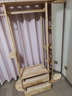 實(shí)木衣帽架帶鏡一體衣服架可旋轉試衣鏡家用客廳落地置物架掛衣架 原木色（自行安裝） 120*40*170cm 曬單實(shí)拍圖