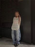 ICH MODE美式長(zhǎng)袖T恤女2025新款防曬休閑上衣寬松設(shè)計(jì)感鏤空罩衫男 白色 M 曬單實(shí)拍圖
