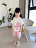 迷你木木屋兒童短袖套裝夏季男童女童純棉上衣褲子兩件套 跳躍小兔  110  曬單實(shí)拍圖