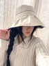 北極絨防曬帽女黑膠遮陽(yáng)漁夫帽夏季防紫外線(xiàn)蝴蝶結遮陽(yáng)帽戶(hù)外騎車(chē)遮臉帽 米色 54-60cm均碼 曬單實(shí)拍圖