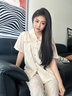貓人睡衣女純棉新款夏季薄款短袖長袖三件套高級感家居服套裝 【親膚純棉三件套】顏色一 L 【建議100-120斤】 曬單實拍圖