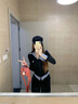 LDBE學(xué)院風(fēng)假兩件長袖t恤女春秋寬松拼接格子設(shè)計感polo領(lǐng)上衣內(nèi)搭潮 黑色 M 【90-110斤】 曬單實拍圖