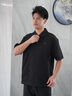卡賓（CABBEEN）【重磅純棉】男裝火元素logo短袖Polo衫拉鏈翻領(lǐng)上衣潮牌T恤 煤黑色01 XL /180/52 曬單實(shí)拍圖