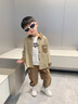 木木屋童裝男童春裝套裝酷帥氣兒童春秋季衣服2025新款襯衫外套男孩三件 咖啡色三件套 110 建議4~5歲【100-110】 曬單實拍圖