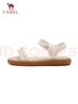 駱駝（CAMEL）休閑涼鞋女簡約舒適一字羊皮魔術(shù)貼平跟涼鞋 L25M700053 米白 39  曬單實拍圖