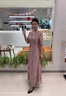 紫魅俏春夏季新款婚禮媽媽裝連衣裙宴會(huì)高端禮服喜婆婆裝高貴中老年女裝 香檳粉 2XL (建議120-130斤) 曬單實(shí)拍圖
