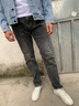 稻草人品牌牛仔褲男士2026新款春秋冬季輕商務(wù)休閑褲子男款修身直筒長(cháng)褲 1977黑灰 30 (2.31尺) 曬單實(shí)拍圖