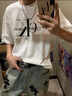 Calvin Klein 卡爾文·克萊恩 CK T恤男 短袖男款夏款休閑圓領(lǐng)上衣打底衫 白色 （JDBS） M （建議70-80kg） 曬單實(shí)拍圖