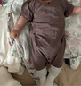 nest designs嬰兒短袖短褲竹纖維連體衣春夏爬服寶寶男女家居服兒童睡衣 漿果紫--短袖短褲和尚衣款 73cm （建議身高66-75cm） 曬單實(shí)拍圖
