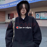 冠軍涂鴉連帽衛(wèi)衣女2025春秋季新款男女同款華棉加厚寬松慵懶情侶衛(wèi)衣男 黑色連帽大標(biāo)衛(wèi)衣 單款 2XL 155-175斤 曬單實(shí)拍圖