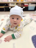兔兔大文新生嬰幼兒帽子春夏季薄款0-3-6個月胎帽初生男女寶寶護鹵門純棉 北卡藍+牛乳黃薄款 帽圍34-36cm(建議0-6個月) 曬單實拍圖