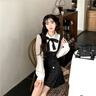 唐思薇法式掐腰感顯高吊帶連衣裙子女2025年新款開春漂亮學院風背帶長裙 【黑色假兩件連衣裙】 M 45/55kg 曬單實拍圖