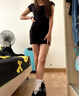 莫代爾辣妹純欲連衣裙女2025夏季新款時尚收腰顯瘦潮流包臀薄款透氣短裙 黑色 M 95-105斤 曬單實(shí)拍圖