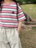 巴拉巴拉童裝兒童短袖t恤女童2025新款夏裝大童速干甜美印花上衣 紅白色調00461 130 曬單實(shí)拍圖