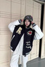 韓惠芷美式復古棒球服外套女2025春秋加絨學生寬松連帽百搭刺繡夾克女 A29藏青色春秋款 L 【建議100-125斤】 曬單實拍圖
