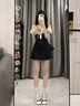 渝鼎福法式粗跟瑪麗珍鞋子女2025春夏復古高跟鞋淺口單鞋系帶包頭涼鞋 米白色 跟高7CM 36 曬單實(shí)拍圖