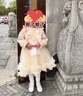 安妮優(yōu)兒（Anneyol）女童連衣裙春秋款裙子2025新款兒童洋氣秋裝小女孩衣服紅色公主裙 香檳色棉里 120 曬單實(shí)拍圖