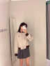 棉致棒球服外套女2025年春季新款美式街頭小個子短款百搭休閑撞色夾克 米白色 L 建議121-135斤 曬單實拍圖