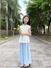 小豬彼特女童夏裝褲子2025新款休閑褲兒童裙褲夏季套裝九分褲女大童闊腿褲 2170藍色 120 cm 曬單實(shí)拍圖