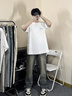 名創(chuàng)優(yōu)品（MINISO）休閑短袖男2025夏季冰絲涼感t恤透氣舒適簡約情侶半袖 白  2XL 曬單實拍圖