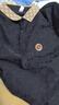 皮爾卡丹（pierre cardin）春秋季長袖T恤男士翻領POLO.衫秋裝打底高端潮流提花休閑帶領體恤 3390黑色【長袖T恤】 M 【90-110斤】 曬單實拍圖