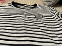 品彩（PinCai）條紋T恤女可愛(ài)貓咪印花圓領(lǐng)上衣休閑寬松長(cháng)袖打底衫P143T2038 曬單實(shí)拍圖