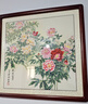 尚得堂名家手繪國(guó)畫(huà)臥室掛畫(huà)牡丹花客廳花鳥(niǎo)畫(huà)辦公室玄關(guān)裝飾畫(huà)工筆畫(huà) 沙比利實(shí)木框-圓角棕色 裝裱65*65cm 曬單實(shí)拍圖