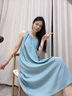 浪莎帶胸墊睡裙女士云朵棉睡衣夏季中長款連衣裙可外穿女生家居服裙子 天藍(lán)裙【云朵棉  自帶胸墊】 XL 【建議120-140斤】 曬單實(shí)拍圖