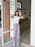 FILA FUSION斐樂潮牌梭織長褲女2025夏季新款時尚休閑寬松運動褲 砂灰紫-PU S 160/62A/S 曬單實拍圖