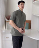 EMPORIO ARMANI/阿瑪尼官方旗艦【七夕禮物】情侶款圓領短袖正肩薄T恤 【100%棉合身版】灰綠色 XL  (推薦：165-180斤) 曬單實拍圖